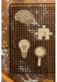 Resim Zeki Çocuk Seti Kurabiye Kalıbı, Hamur Şekillendirici, Bisküvi Kalıbı, Kolay Kesim Ucu Beyaz 