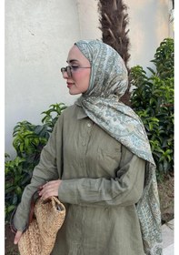Resim Carell Ennur Türk'ün Tercihi Bliss Zeytin Yeşili Comfy İpek Şal Çok Renkli 
