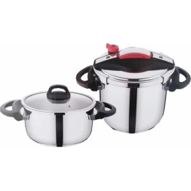 Resim Falez Twist Cook 4+7 Litre Düdüklü Tencere Seti Siyah Kırmızı TWC-1002 