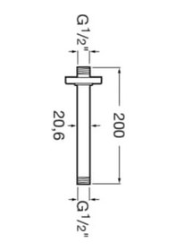 Resim Roca Duş Başlığı, Borusu, Ceiling Arm L200, Tavandan, A5b0550c00 Gri 
