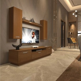 Resim Decoraktiv Trendstyle 5d Slm Tv Ünitesi Tv Sehpası Naturel Ceviz 