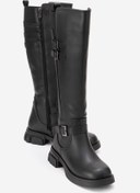 Resim Nuvve VALOR Kadın Kahverengi Deri Çift Tokalı Uzun Binici Çizme 