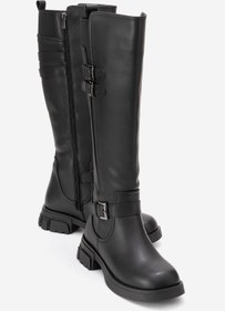 Resim Nuvve VALOR Kadın Kahverengi Deri Çift Tokalı Uzun Binici Çizme 