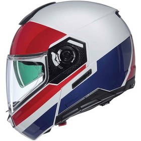 Resim Nolan N90-3 06 Roboto 345 Çene Açılır Kask Beyaz - Mavi - Kırmızı 