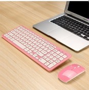 Resim Mld-568 Ofis Oyun Sesini Kapatma Kablosuz Mouse Klavye Seti Pembe A Optik 