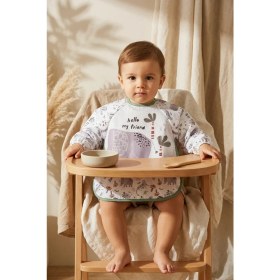 Resim Babydonat Safari Temalı Sıvı Geçirmez Uzun Kollu Bebek Mama Önlüğü - Fil Desenli Blw Uyumlu Koruyucu Aktivite Önlüğü 6-24 Ay 
