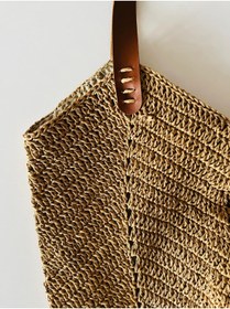 Resim İlmek anne butik Kağıt İp Plaj Bohem Örgü Hand Made Midye Model Yazlık Çanta 