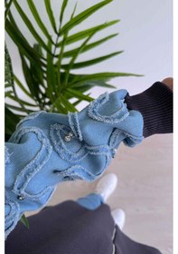 Resim Ka Hijab Kolları Kot Detaylı Triko Hırka - Füme Füme 