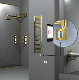 Resim Radiva HAITI Elektirikli Havlupan 300x1200 Düz Altın (KTX4 Termostat) 200W Spiral Kablolu 