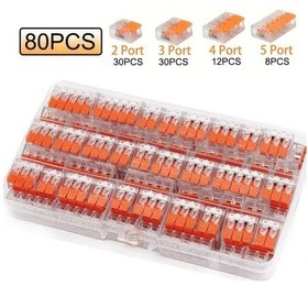 Resim 80 Parça 4 Çeşit Tırnaklı Klemens Hızlı Bağlantı Terminali Buat Seti-wago Tipi 80 Adet Profesyonel 