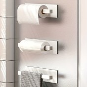 Resim 1 Adet Çağdaş Dövme Demir Banyo Depolama Rafı, Rulo Kağıt, Bez, Streç Film, Kupalar, Fırçalar, Küçük Aletler için Duvara Monte Organizatör, Banyo, Buzdolabı, Dolap Kapısı için Uygun, Elektrik Gerektirmez, Havlu Askıları 