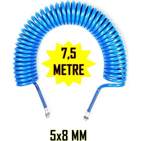 Resim 7,5 Metre Spiral Hava Hortumu 5X8MM 1/4'' - Kompresör Spiral Hava Hortumu 