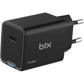Resim Bix BX1P45G GaN 45W Led Göstergeli Hızlı Şarj Cihazı Siyah 
