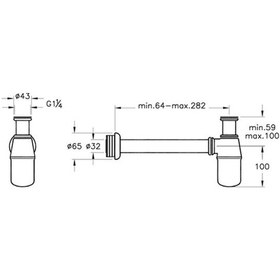 Resim VitrA A45122 Lavabo / Eviye Sifonu, T Tipi, Krom 