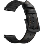 Resim Samsung Gear S3 Classic/frontier İçin 22mm Deri Kaplamalı Silikon Akıllı Saat Bandı 