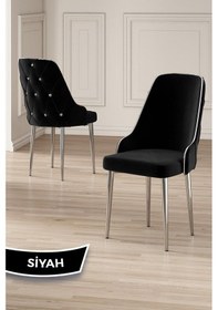 Resim Canisa Vae Serisi 90x160 Lak Panel Beyaz Mermer Desen Krom Ayak Masa Takımı 6 Siyah Sandalye Beyaz Mermer Desen Masa Sandalyeler Siyah 