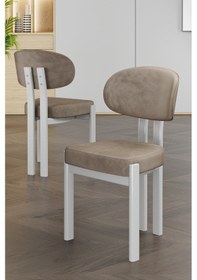 Resim Canisa Radon Serisi Mdf 90x168 Sabit Beyaz Mutfak Masası Takımı 6 Cappucino Sandalye Beyaz Masa Cappucino Sandalye 