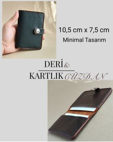 Resim Luna Luster Hakiki Deri Erkek Siyah Minimalist Avuçiçi Tasarım Kartlık & Cüzdan Drc12 Siyah-kahve 