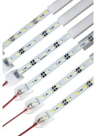 Resim 12 Volt Alüminyum Kasalı 5730 Ledli Çubuk Led Bar Soğuk Beyaz 10000-15000k Şeffaf Cam 