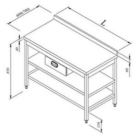 Resim Öztiryakiler Çalışma Tezgahı Ara Raflı Tek Çekmeceli Sırtlı 140x70 CM 