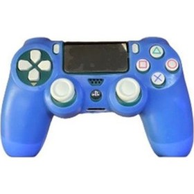 Resim Playstation 4 Ps4 Dualshock Joystick Uyumlu Desenli Tasarım Silikon Kılıf Şeffaf Mavi 