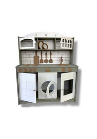 Resim Boyalı Ahşap Oyuncak Mutfak Servis Seti Ihlamur-beyaz 