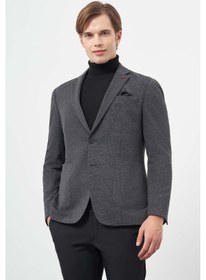 Resim İmza Lacivert Örme Mono Yaka 6 Drop Slim Fit Ceket 1002245152 Lacivert 