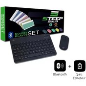 Resim Steep Solid Magic Siyah Şarjlı Bluetooth Klavye Mouse Set Optik 