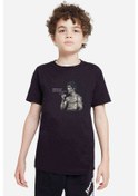 Resim Bruce Lee Baskılı Unisex Çocuk Siyah T-Shirt 