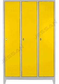 Resim Jessan Ofis 3 Lü Standart Soyunma Dolabı Gri Sarı 