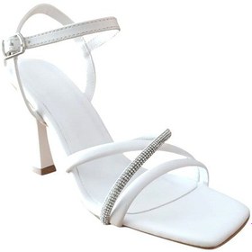 Resim Bs Shoes 0028 Kadın Taşlı Kadeh Ökçe Açık Ayakkabı Beyaz Siyah 
