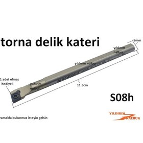 Resim Torna Delik Kateri S08h Elmaslı Torna Kater Mini Boy Delik Kanal 