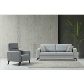 Resim Kristal 3+1 Berjer Koltuk Takımı Açık Gri+Koyu Gri 