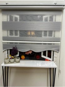 Resim Geniş Plise Gri Dilimli Zebra Perde Gri 