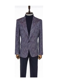 Resim Wessi Desenli Slim Fit Spor Mor Erkek Ceket - Wessi Mor 
