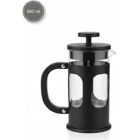 Resim Arow 350 Ml Borosilikat Cam French Press - Filtre Kahve Ve Bitki Çayı Demleyici - Siyah Siyah 