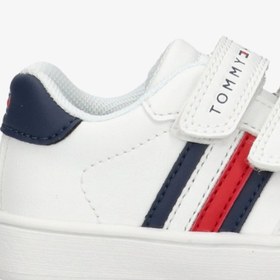 Resim Tommy Hilfiger Flag and Hook Loop Bebek Beyaz Spor Ayakkabı 