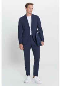 Resim AC&Co / Altınyıldız Classics Erkek Lacı Slim Fit Dar Kesim Mono Yaka Gofre Desenli Yünlü Takım Elbise Lacı 
