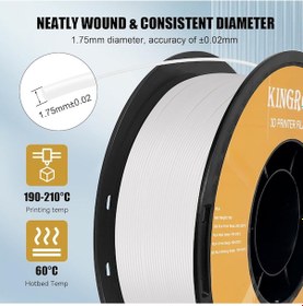 Resim Kingroon Rapid Pla Beyaz Filament - 1.75mm - 1kg - High Speed 