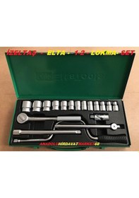 Resim Elta Lokma Takımı 18 Parça 1-2 Çelik Lokma Anahtar Takımı 