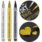 Resim 3-Pack Metalik El Sanatları Marker Kalemleri - Altın, Gümüş, Siyah - Plastik, Elektrik Gerektirmez - Scrapbooking, Düğün İmzası, Doğum Günü ve Etkinlik Parti Süslemesi için İdeal - Noel, Cadılar Bayramı, Şükran Günü, Yeni Yıl, Ramazan (Eid Al-Fitr) için Çok Yönlü 