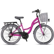 Resim Kron Geroni Sırıo 24 Jant City Bike - 21 Vites - V.b. - Fuşya-Gri - Shimano 
