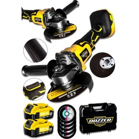 Resim Dozzer Alman Kömürsüz Motor 999VF 25AH 2x Akülü 115MM Taşlama Spiral Kesme Makinesi +5 Taş Hediye 