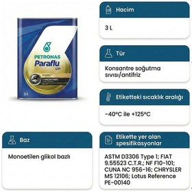 Resim Petronas Paraflu Up 3l Konsantre Antifriz Oat Fıat 9.55523 Kırmızı 