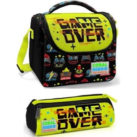 Resim Coral High Erkek Çocuk Sarı Siyah Game Over Beslenme Çantası Seti 