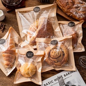Resim 50 adet Şeffaf Isı Mühürlü Fırın Torbaları Görüntüleme Penceresi & 50 Etiket ile - Yağ Geçirmez, Tek Kullanımlık PET/Kağıt Torbalar Kurabiye, Donut, Yumurta Sandviç, Kruvasan & Daha Fazlası İçin - Taze Pişmiş Ürünler İçin Mükemmel 