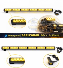 Resim KAPOTO 90cm Off Road Led Projektör Çakar Işık Sarı-Sarı 9V 30V Araç Üstü LED Bar 