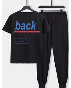 Resim Unisex Back Baskılı 2'li Eşofman Takımı Siyah 