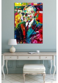 Resim Suluboya Efektli Mustafa Kemal Atatürk Kanvas Tablo (8 Farklı Ölçü ) 60 x 40 