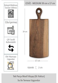 Resim Yekpare Masif Ahşap Sunum Tahtası Kesme Tahtası Ceviz Medium 6 